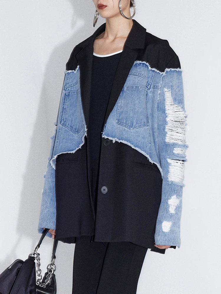 Colorblock Casual Loose Coats - ShopEbonyMonique