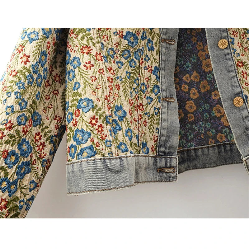 Jacquard Embroidery Denim Jacket - ShopEbonyMonique