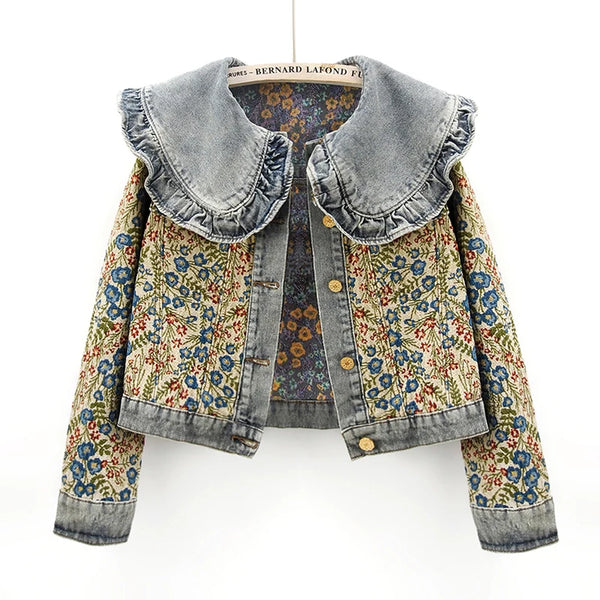 Jacquard Embroidery Denim Jacket - ShopEbonyMonique