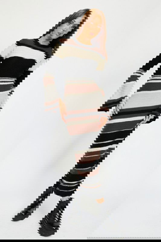 STRIPE MAXI BODYCON DRESS - ShopEbonyMonique