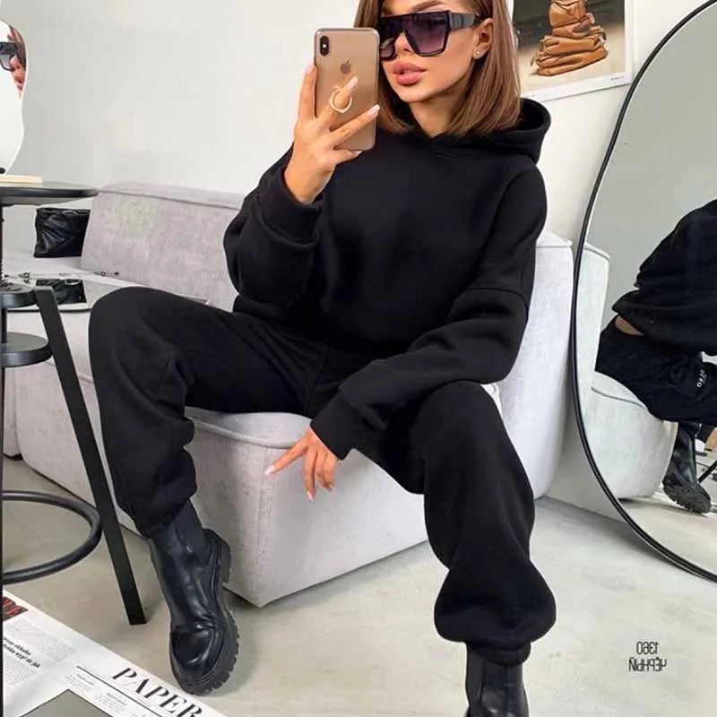 Casual Hooded Long Sleeve Sport Suits - ShopEbonyMonique