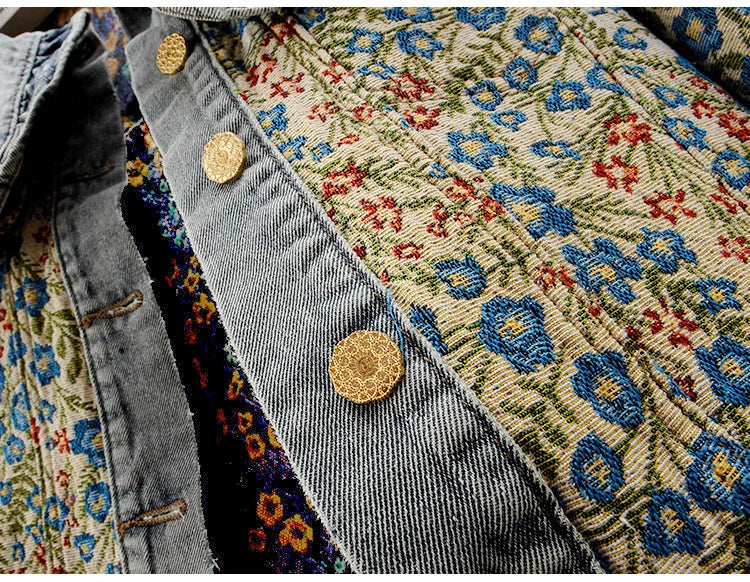 Jacquard Embroidery Denim Jacket - ShopEbonyMonique