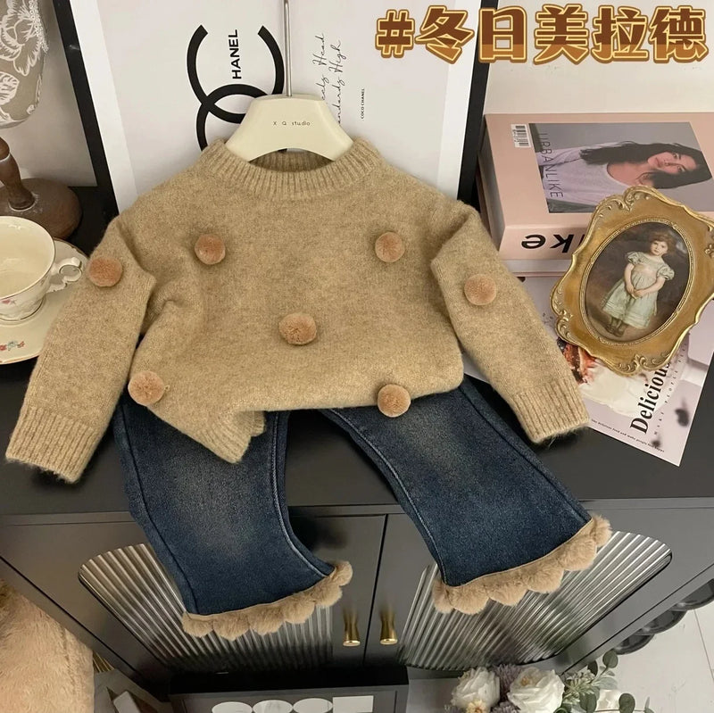 Children Winter Knitwear Sweater and Jeans - ShopEbonyMonique