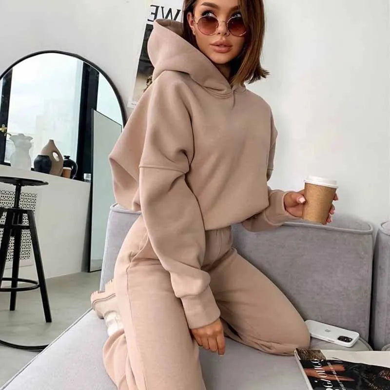 Casual Hooded Long Sleeve Sport Suits - ShopEbonyMonique