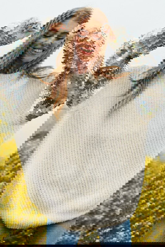 Sequin Sleeve Sweater Knit Tunic Top - ShopEbonyMonique