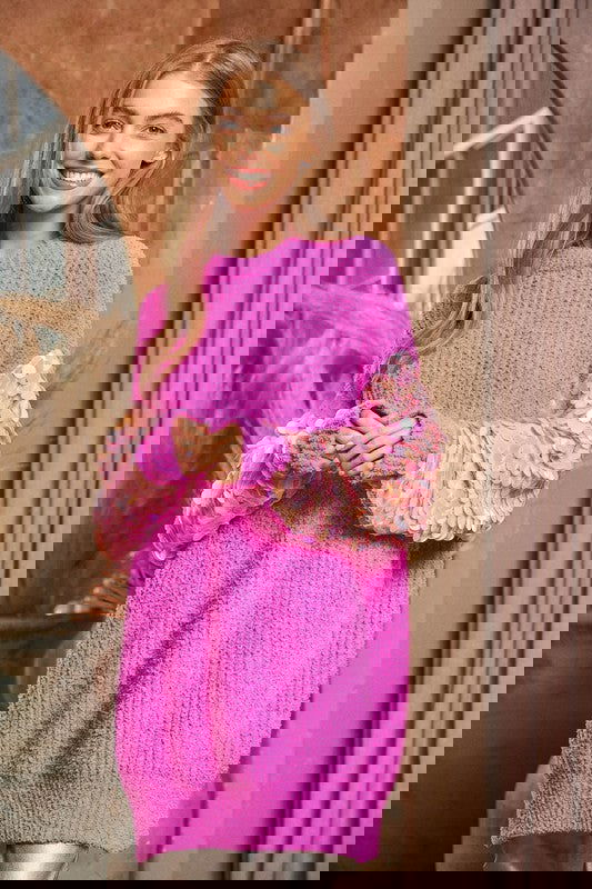 Sequin Sleeve Sweater Knit Tunic Top - ShopEbonyMonique