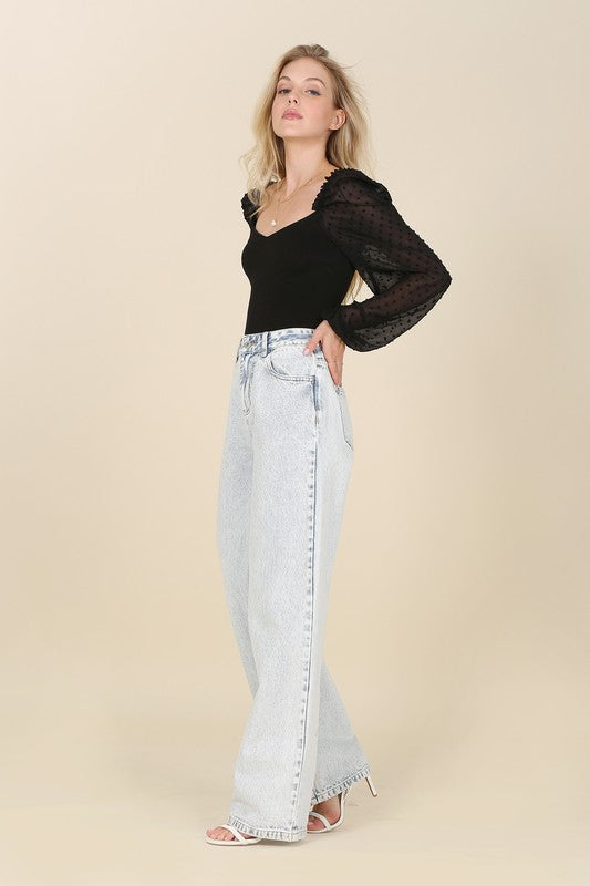 Shirring sleeve bodysuit - ShopEbonyMonique