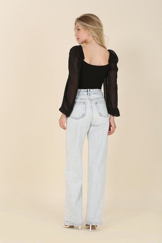 Shirring sleeve bodysuit - ShopEbonyMonique