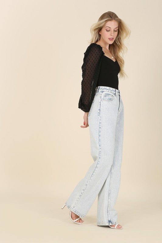 Shirring sleeve bodysuit - ShopEbonyMonique