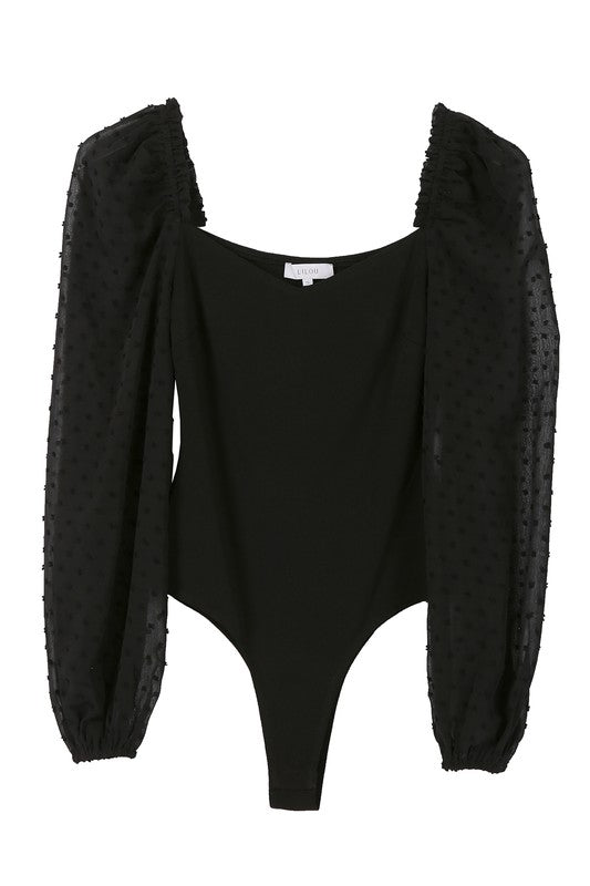 Shirring sleeve bodysuit - ShopEbonyMonique