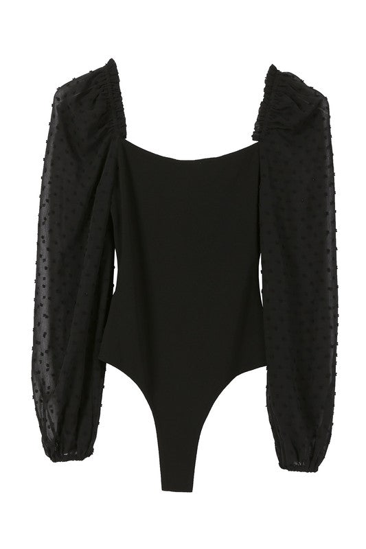 Shirring sleeve bodysuit - ShopEbonyMonique