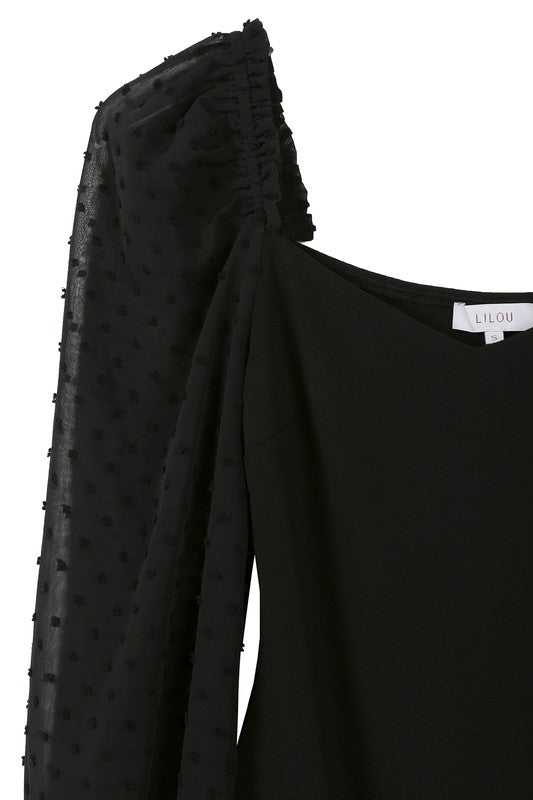 Shirring sleeve bodysuit - ShopEbonyMonique