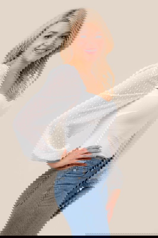 Shirring sleeve bodysuit - ShopEbonyMonique
