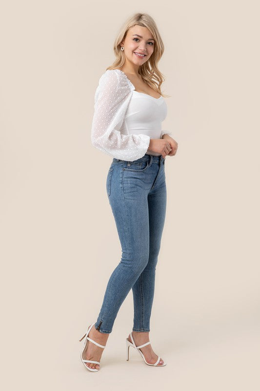 Shirring sleeve bodysuit - ShopEbonyMonique