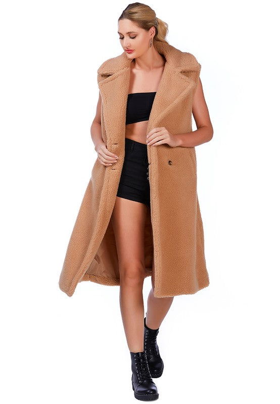 Sleeveless Teddy Coat - ShopEbonyMonique