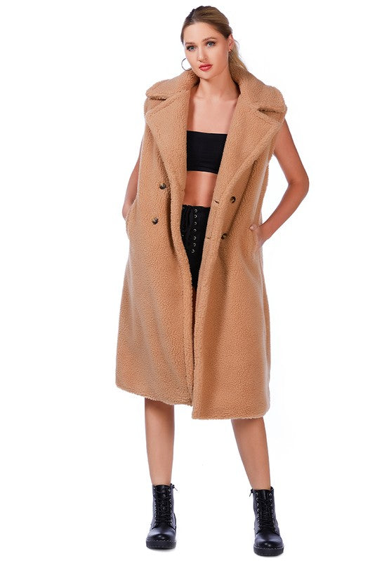 Sleeveless Teddy Coat - ShopEbonyMonique