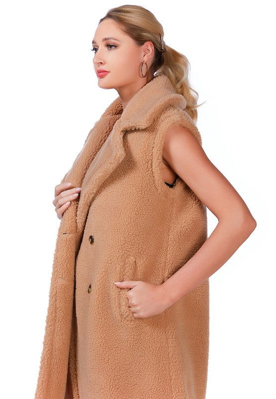 Sleeveless Teddy Coat - ShopEbonyMonique