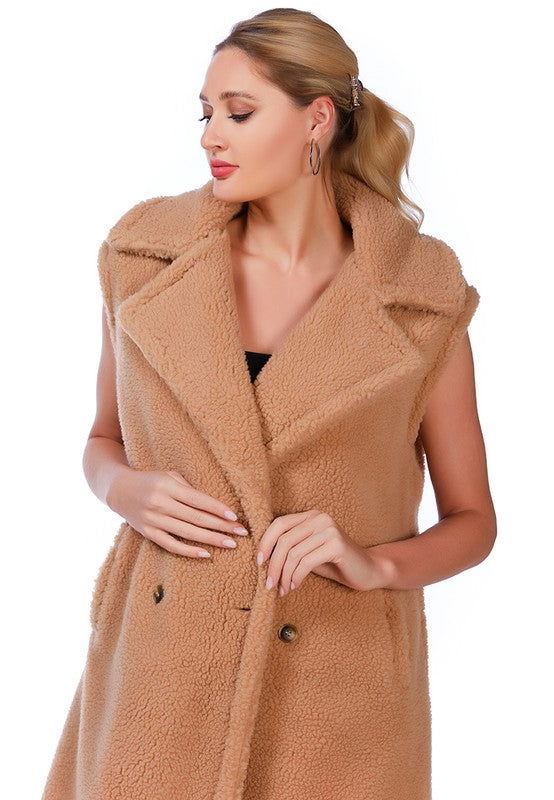 Sleeveless Teddy Coat - ShopEbonyMonique