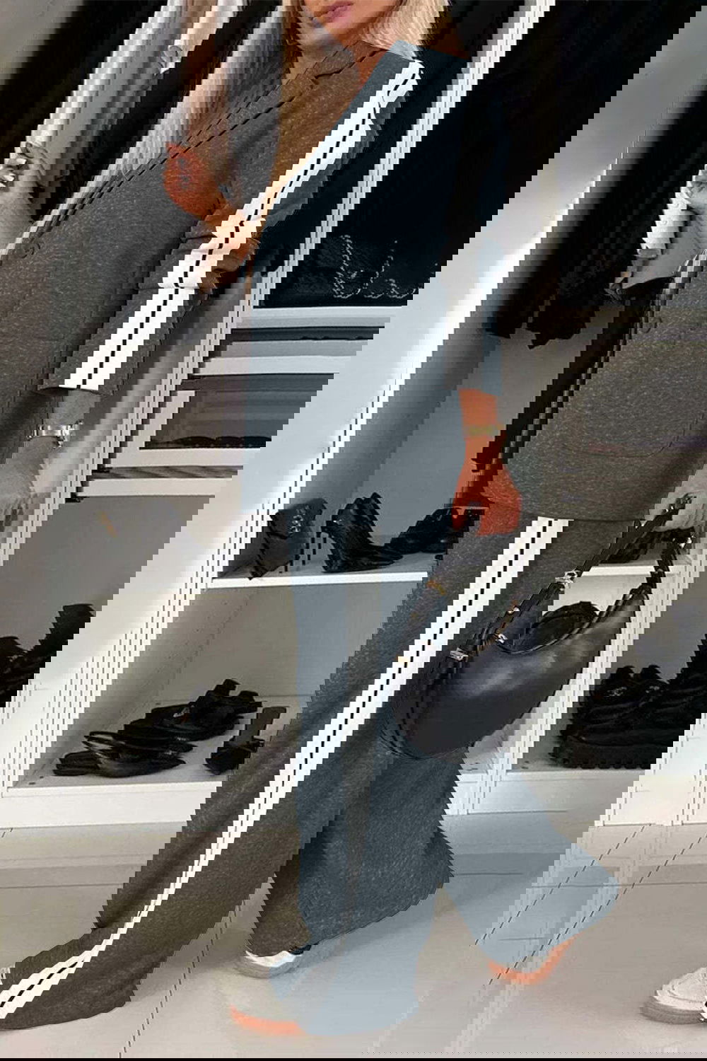 Stripe Contrast Lapel Collar Top and Pants Set - ShopEbonyMonique