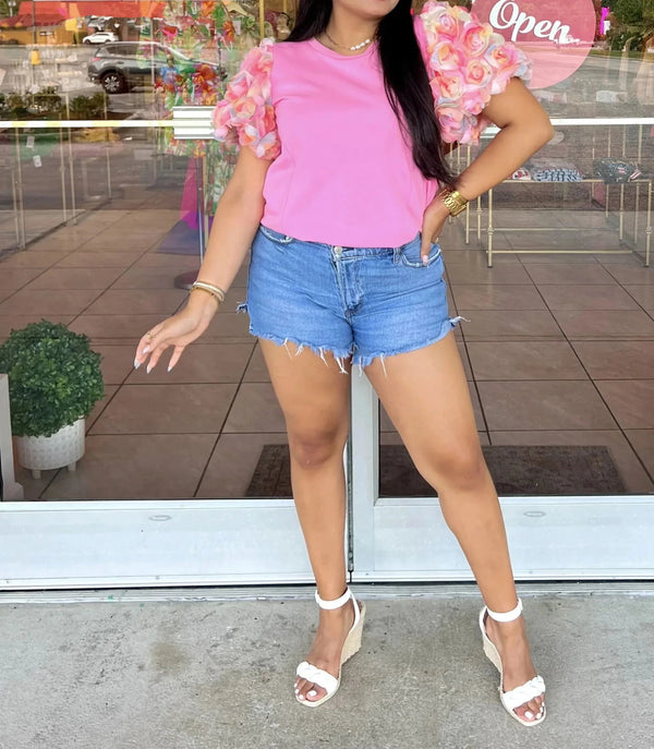 Summer Fashion Streetwear 3D Florals Sleeve T-Shirt - ShopEbonyMonique