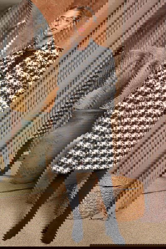 Textured Knit Tweed Double Button Coat Jacket - ShopEbonyMonique
