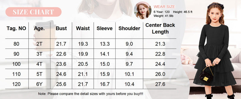 Toddler Tutu Dress Girls Long Sleeve Fall Winter Tiered Formal Party Tulle Dresses for Kids 2-6Y - ShopEbonyMonique