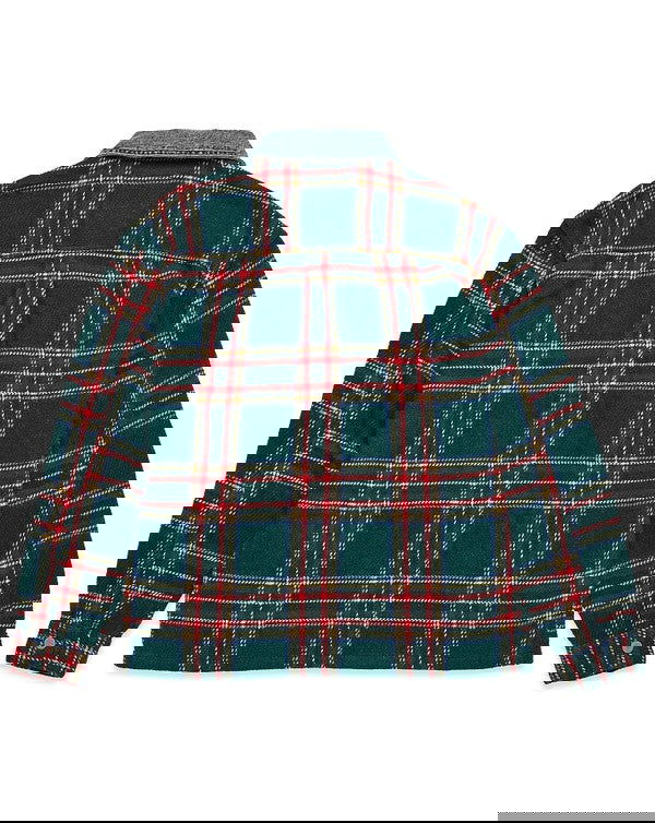 Unisex Flannel Shacket With Denim Contrast - ShopEbonyMonique