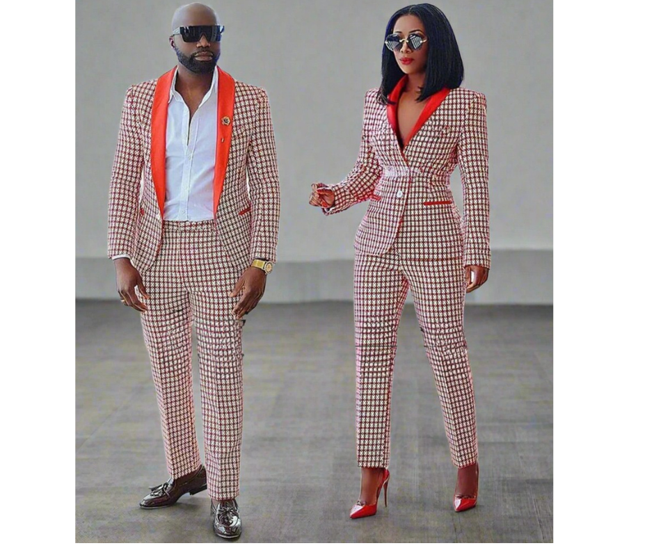 Matching Fashion Plaid Mens and Women Suit