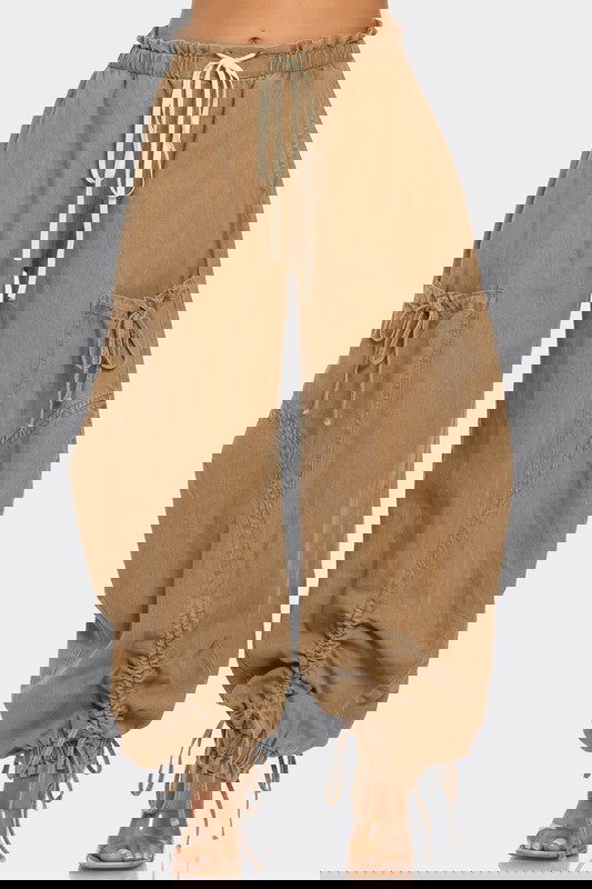 Urban Chic Drawstring Denim Cargo Pants - ShopEbonyMonique