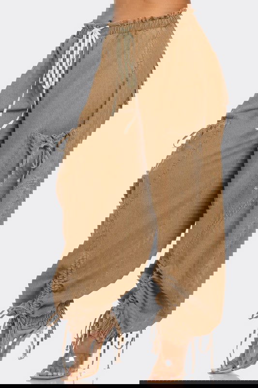 Urban Chic Drawstring Denim Cargo Pants - ShopEbonyMonique