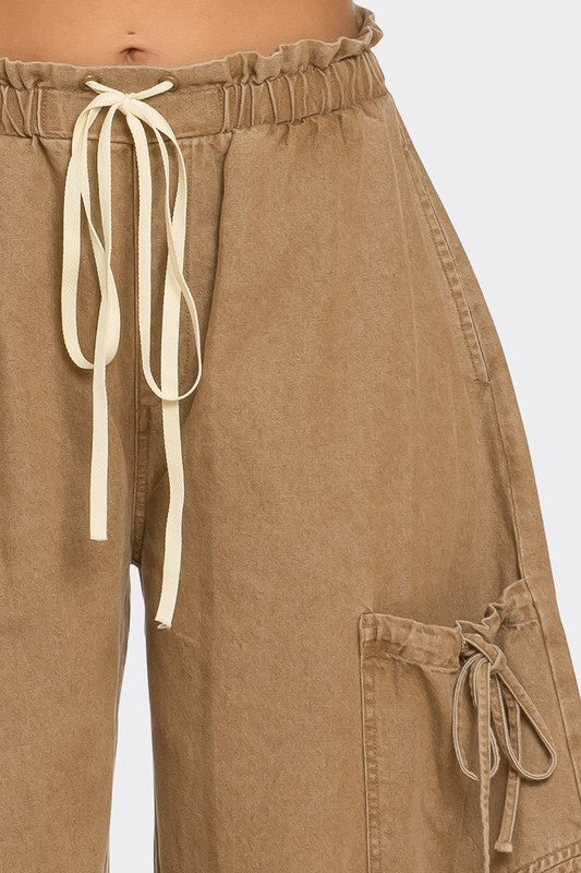 Urban Chic Drawstring Denim Cargo Pants - ShopEbonyMonique