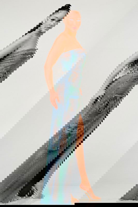 VINTAGE HAND WASHED BUTTON UP SLIT DRESS - ShopEbonyMonique