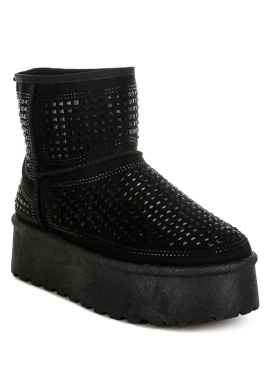 EM Chunky Rhinestones Ankle Boots - ShopEbonyMonique