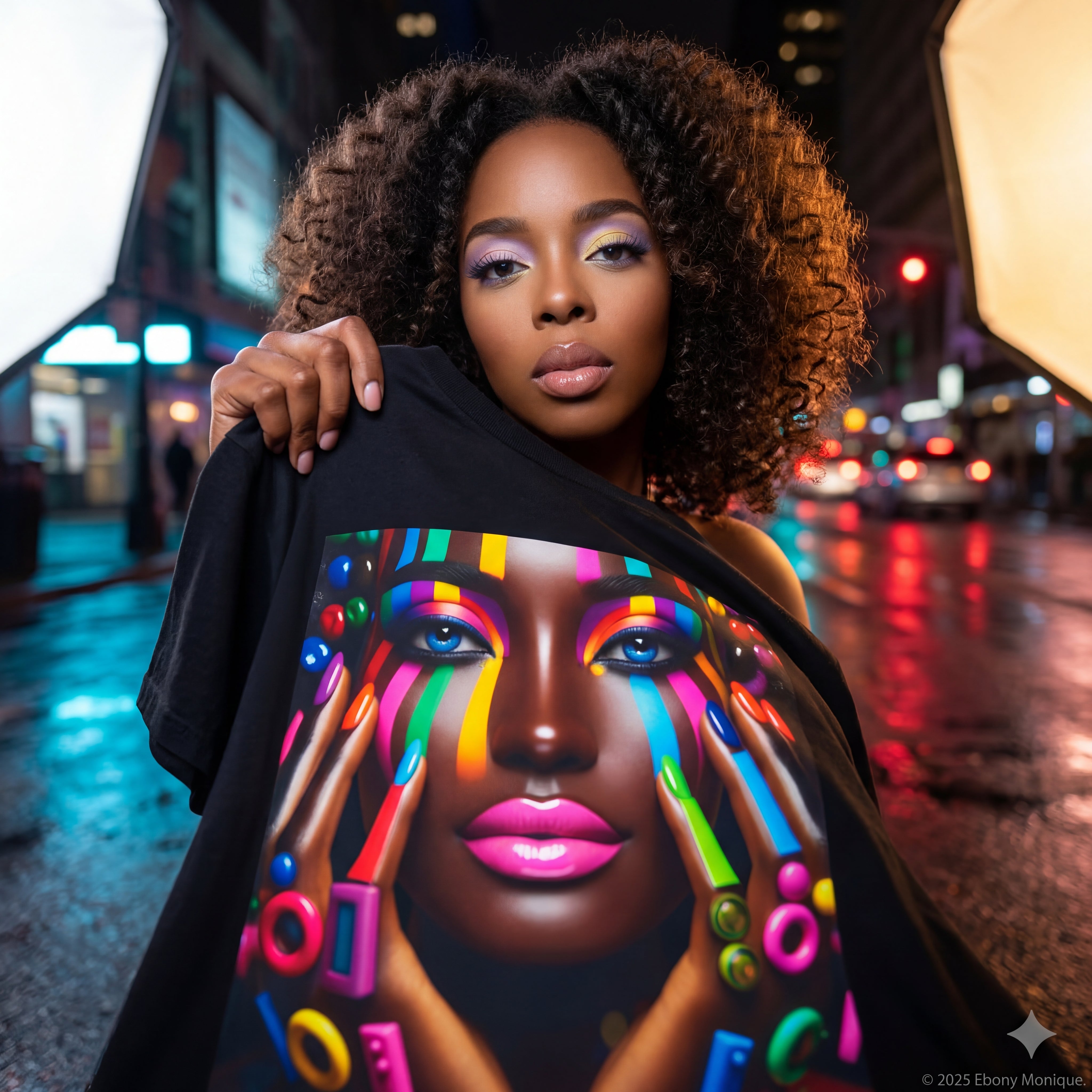 Colorful Pop-Art Afro Portrait T-Shirt