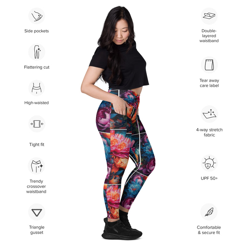 Flower Crossover leggings with pockets - ShopEbonyMonique