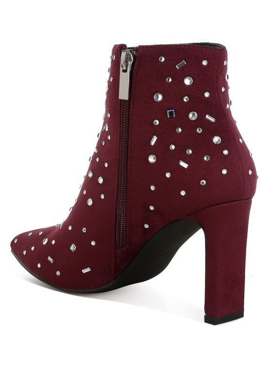 Diamante Embellished Microfiber Boots - ShopEbonyMonique