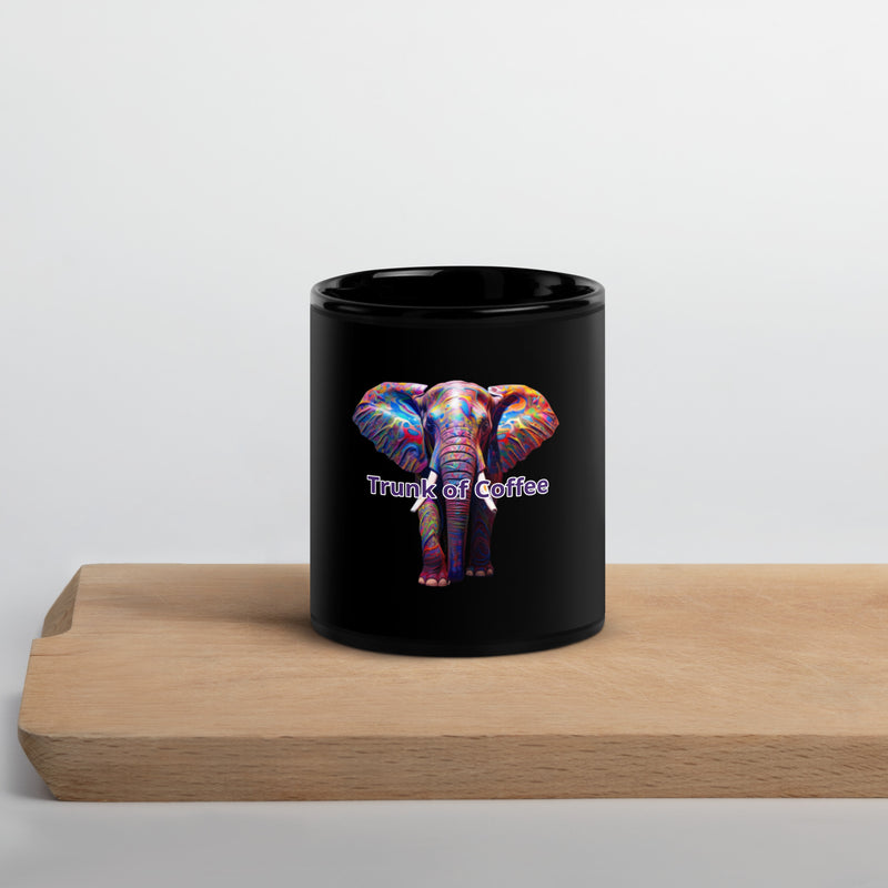 Elephant Black Glossy Mug