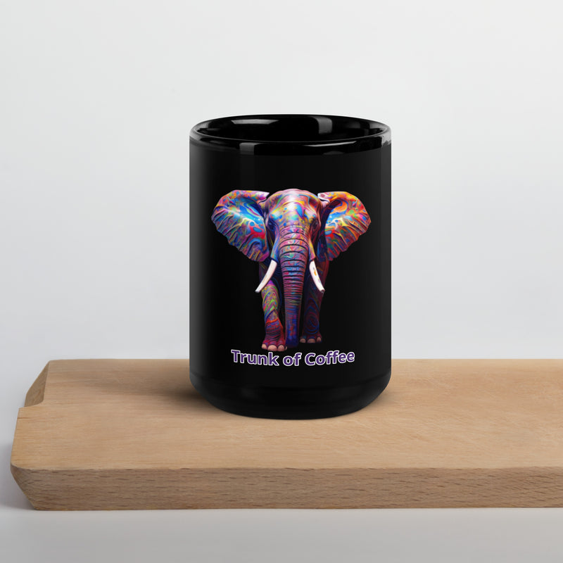 Elephant Black Glossy Mug