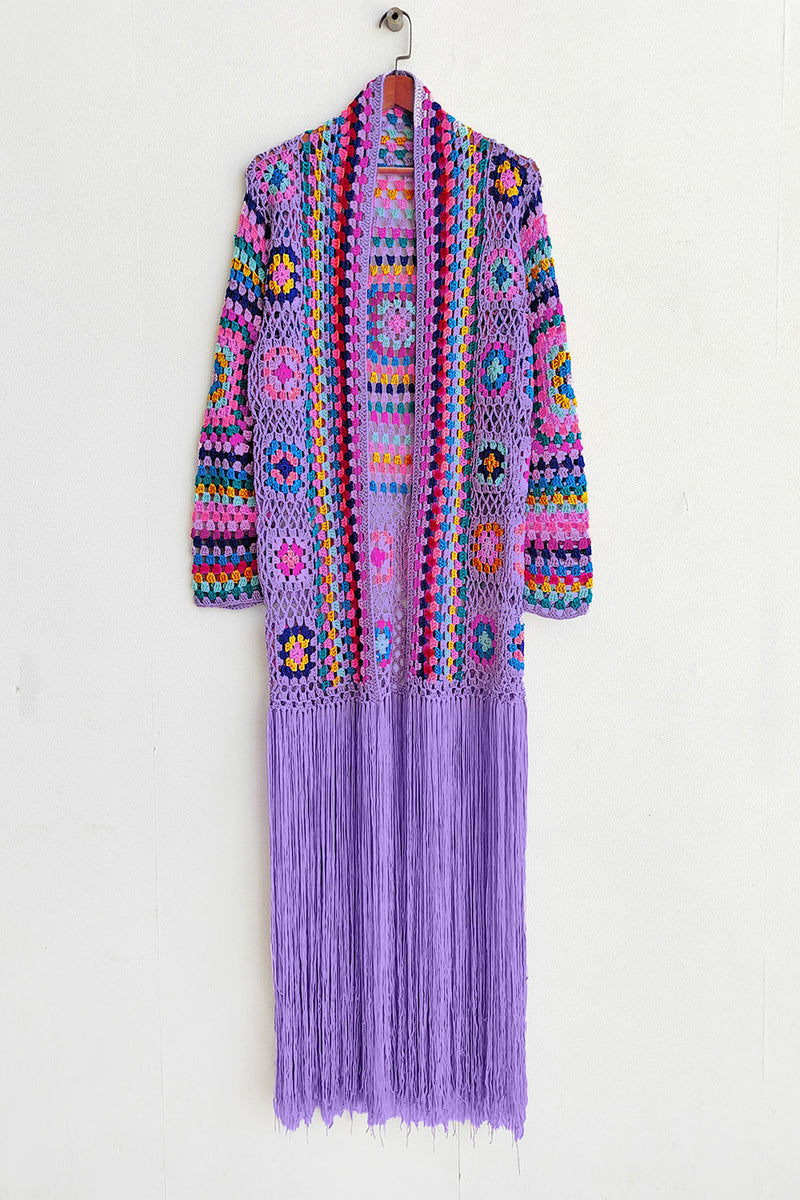 Fringe Tied Long Sleeve Cardigan - ShopEbonyMonique