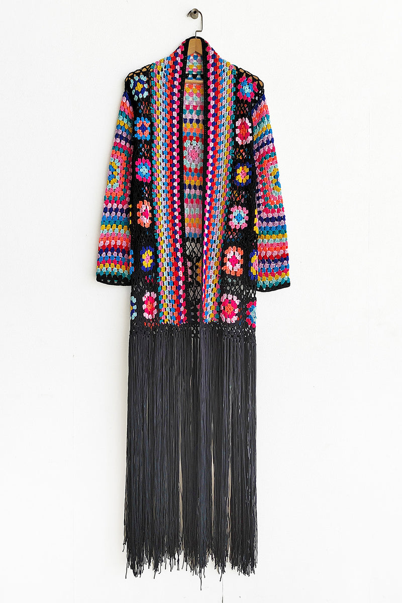 Fringe Tied Long Sleeve Cardigan - ShopEbonyMonique