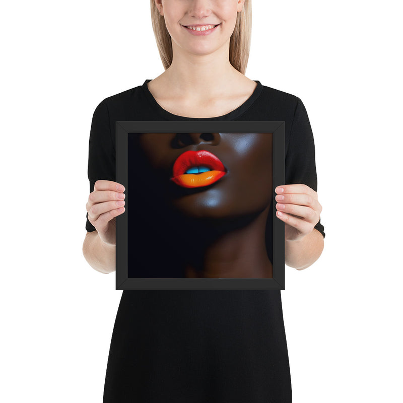 Orange Lips Framed poster