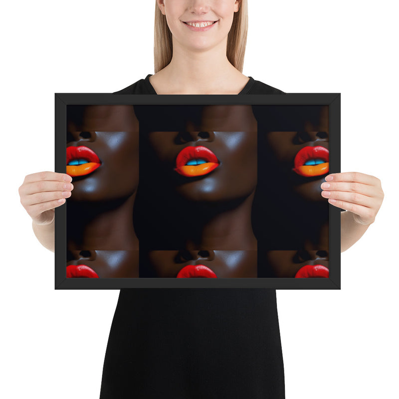 Orange Lips Framed poster