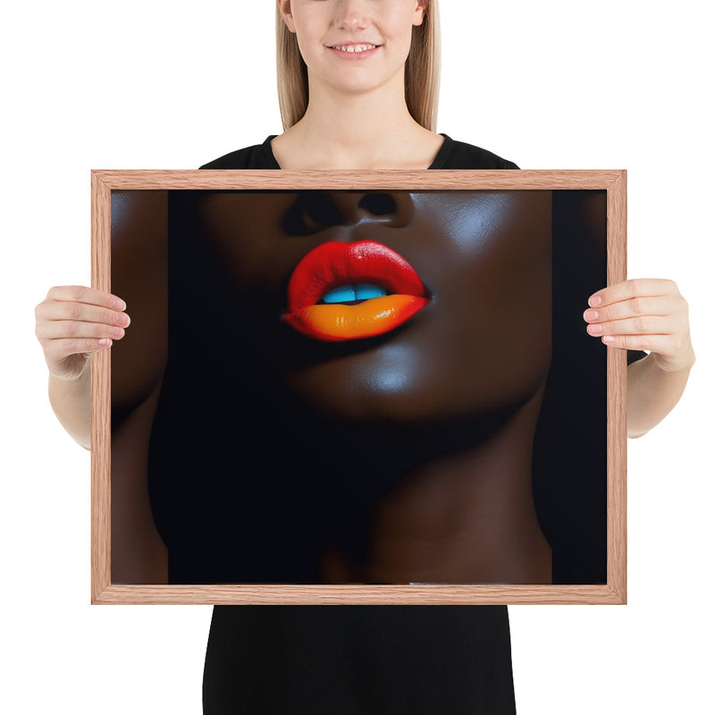 Orange Lips Framed poster - ShopEbonyMonique