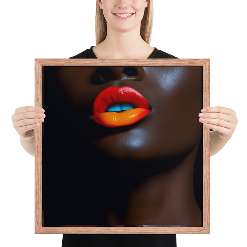 Orange Lips Framed poster