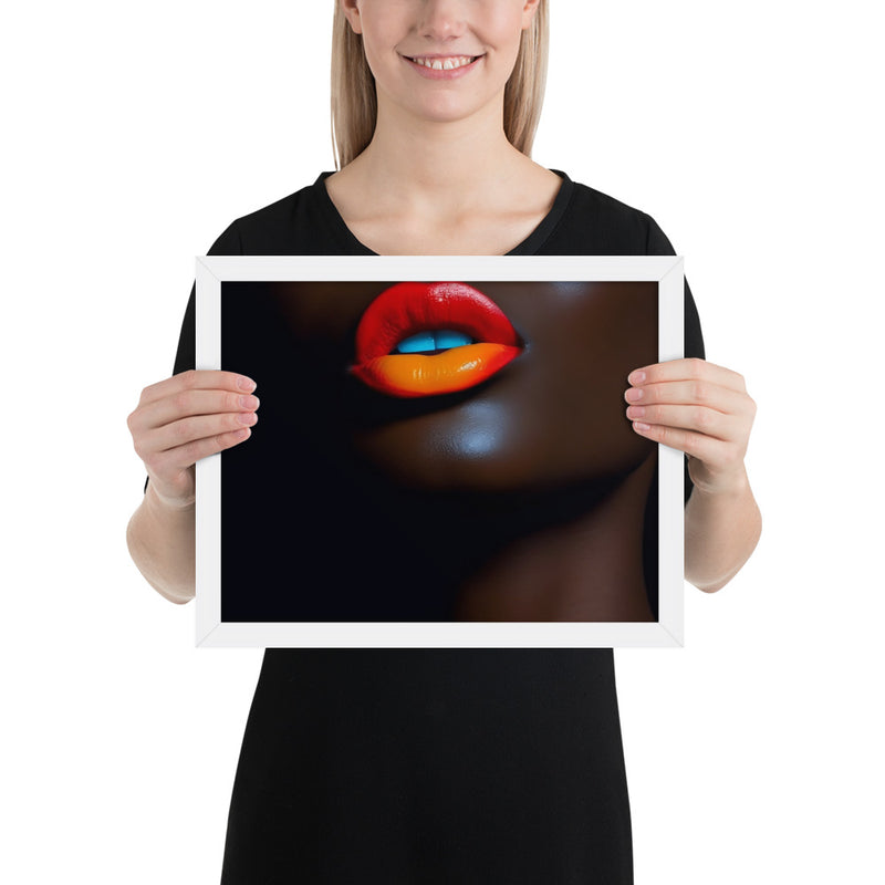 Orange Lips Framed poster