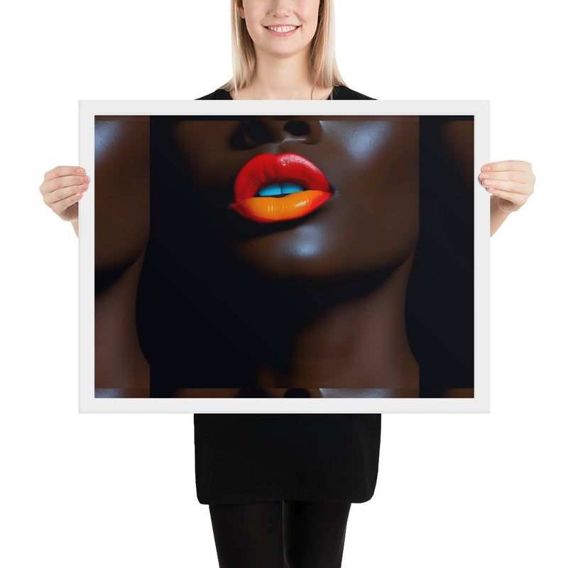 Orange Lips Framed poster