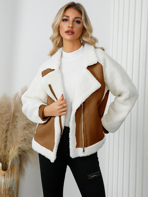 Women's Cozy Sherpa Zip-Up Jacket with Pockets