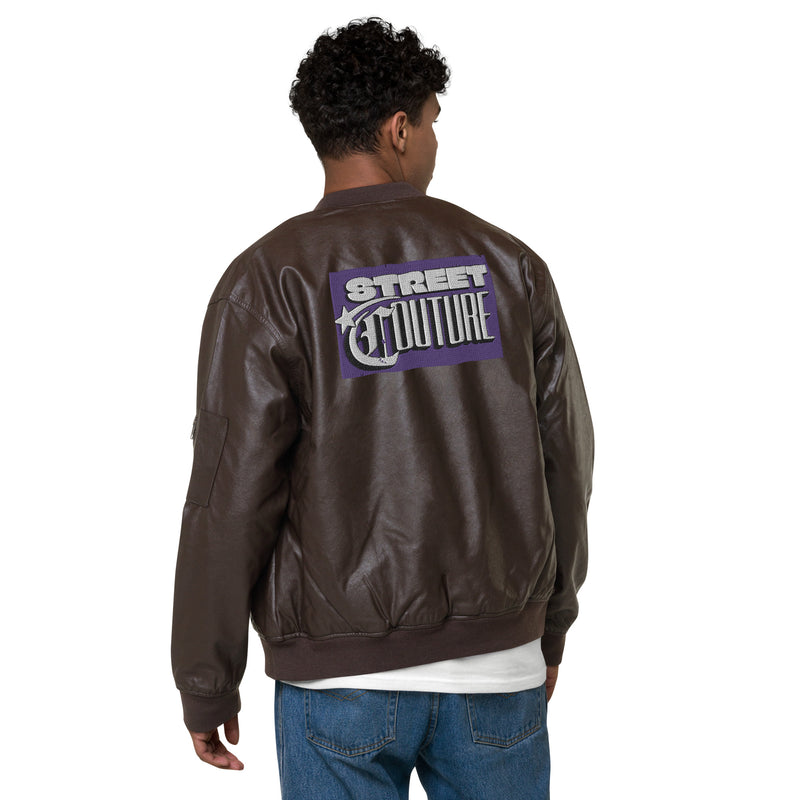 Street Culture Leather Bomber Jacket