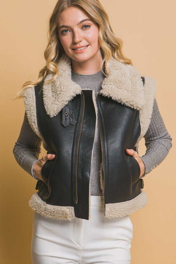 Love Sherpa Zip Up Vest with Pockets