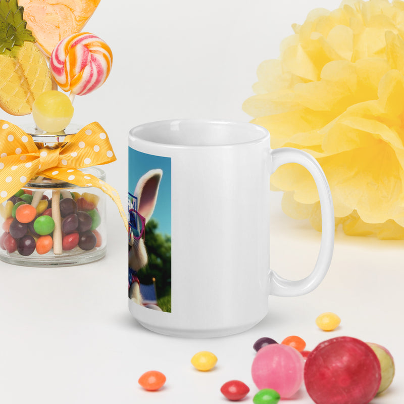 Bunny 4th of July White glossy mug